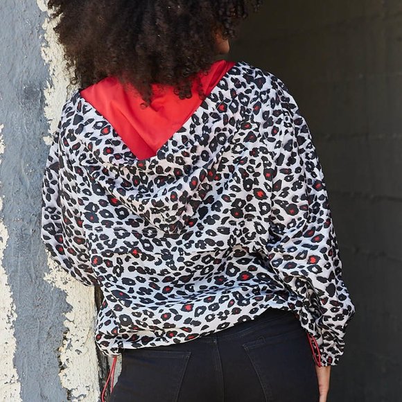Active Hoodie Windbreaker Leopard Print Anorak NWT - Picture 3 of 6